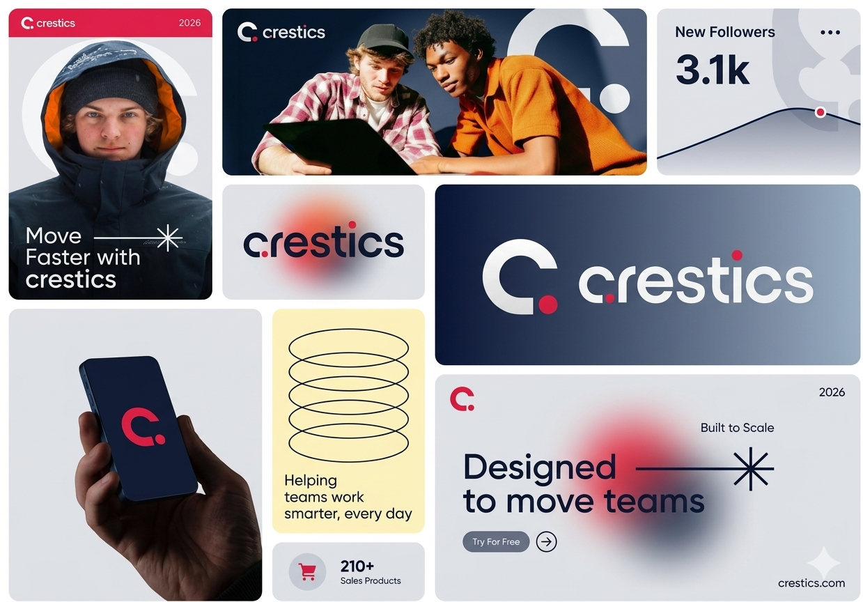 Crestics logo design